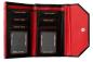 Mobile Preview: Geldbörse Damen SALE Echt Leder Schwarz-Rot 10 Kartenfächer & Münzfach im handlichen Format