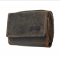 Preview: Kleines Portemonnaie Büffelleder Braun mit RFID-Schutz | Echt Leder Geldbörse für Damen & Herren