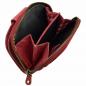 Preview: Damen Portemonnaie aus echtem Leder in Bordeaux mit floralem Motiv