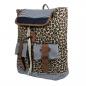 Mobile Preview: Damen Rucksack mit Leopardenmuster Außentaschen & Innentasche mit Reisverschluss