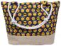 Preview: Shopper-Tasche Blau-Beige mit Emoji Motive & Reißverschluss | Damen Shopper XXL