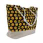 Preview: Emoji Strandtasche XXL mit Reißverschluss Schwarz-Beige | Damen Schultertasche