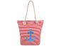 Mobile Preview: Maritime Strandtasche mit roten Streifen und blauem Anker | Schultertasche mit Innentasche