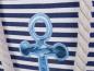 Mobile Preview: Shopper maritim blau weiß gestreift & Blau-Metallic Anker | Henkel im Tampen Style