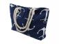 Mobile Preview: Shopper-Tasche navy blau mit weißen Anker & Reißverschluss | Damen Shopper XXL