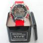 Mobile Preview: VIVE Uhr Herren Chronograph Rot-Silber mit Silikonband | Top gebrauchter Chronograph