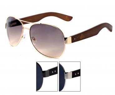 Damen-Sonnenbrille - Pilotenbrille mit Bambusbügel | Modell Mayamar mit UV400 Schutz