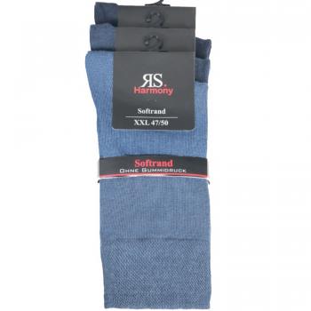 Herrensocken Gr. 47-50 mit breitem Komfortbund | 3 Paar in Jeans-Farben