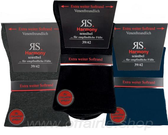 RS Harmony Socken wahlweise in Schwarz, Grau-Anthrazit, Marine-Blau