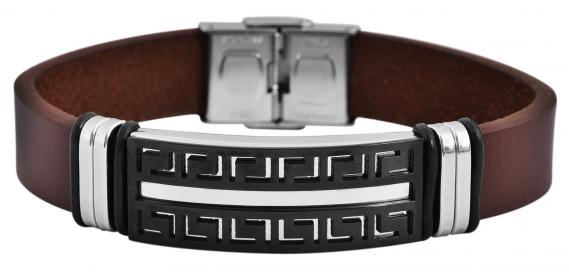 Herren Armband aus Echtleder Braun mit Edelstahlelemente | Armband für Männer