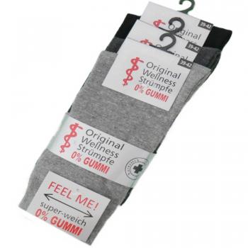 Herren Business-Socken ohne Gummi in Grau Schwarz Anthrazit | 3 Paar mit Komfortbund
