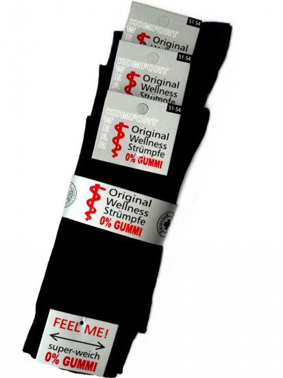 Wellness-Socken Größe 51-54 breiter Komfortbund ohne Gummi | 3 Paar Herrensocken