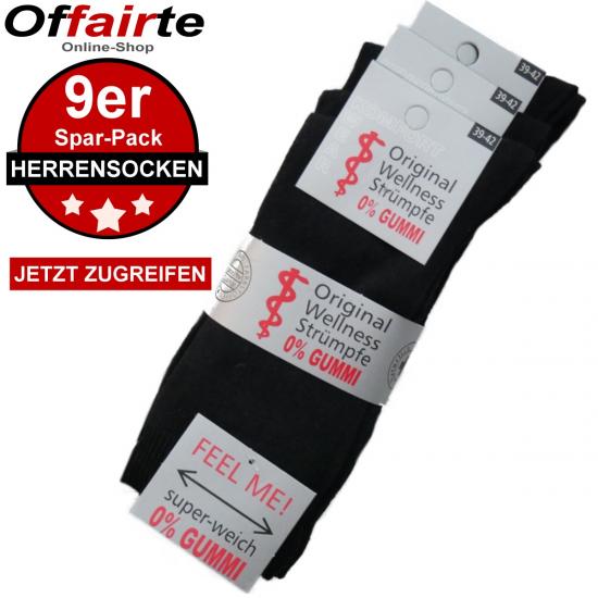 Herrensocken Sparpack 9er Pack Socken Schwarz ohne Gummi