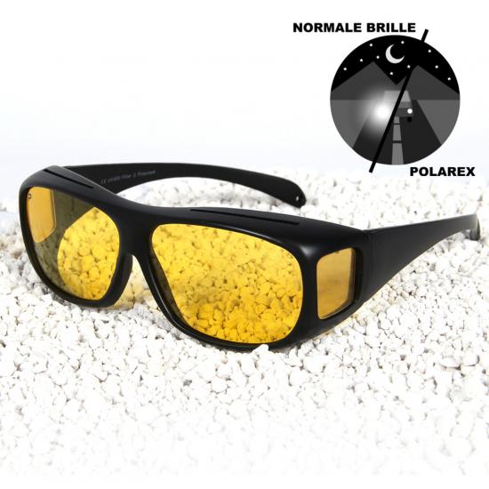 Überzieh-Nachtsichtbrille für Brillenträger mit Farbfilter | Breite Bügel & seitlicher Gläser