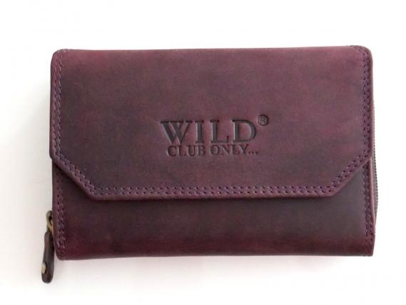 Damen Geldbörse Echt Leder Büffel Purple viele Kartenfächer RFID-Schutz & Münzfach mit Reißverschluss