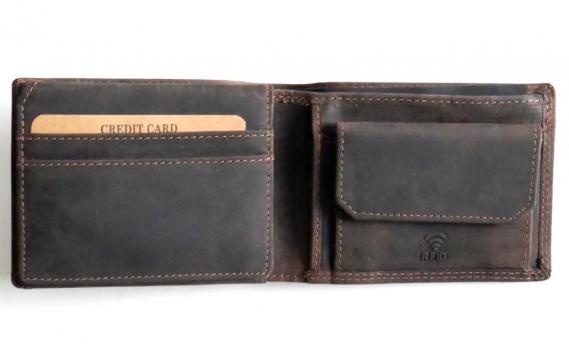 Männer Geldbörse Echt Leder Büffel Braun Münzfach RFID-Blocker & Kartenfächer Handgefertigt