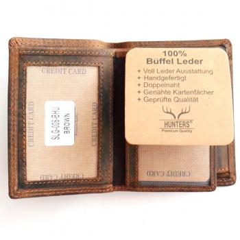 Mini Geldbörse aus Leder mit Kartenfach Münzfach RFID Schutz | Handgemacht aus Büffelleder