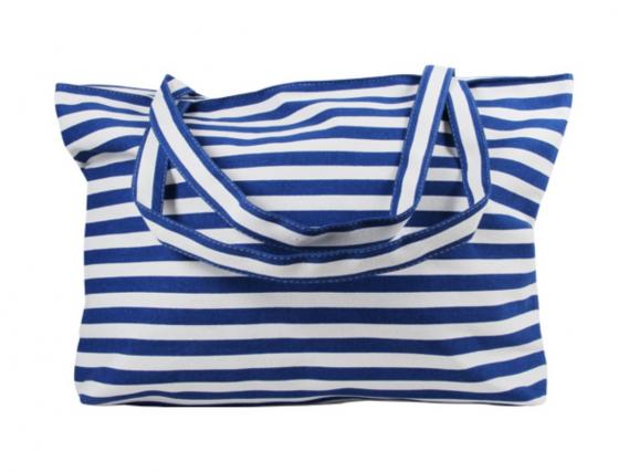Strandtasche blau weiß Streifen Reißverschluss & Innentasche | Shopper XXL