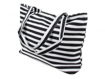 Strandtasche mit schwarzen Streifen und Reißverschluss