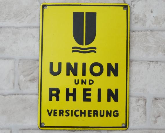 Emaille-Schild Union und Rhein Versicherung Email-Schild alt | C. Robert Dold
