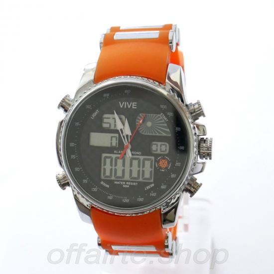 VIVE Armbanduhr Chronograph Analog & Digital Orange-Silber | Top Zustand