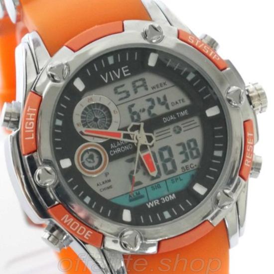 VIVE Uhr Herren Chronograph Orange-Silber mit Silikonband | Top gebrauchte Armbanduhr
