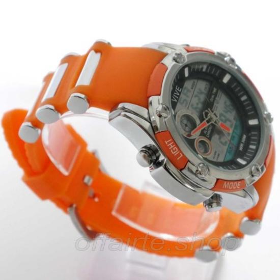 VIVE Uhr Herren Chronograph Orange-Silber mit Silikonband | Top gebrauchte Armbanduhr