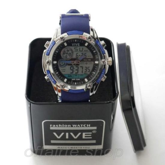 VIVE Uhr Herren Blau-Silber mit Silikonband | Top gebrauchter Chronograph