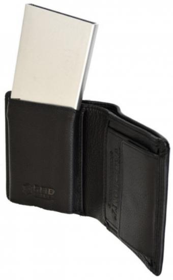 Lederbörse Hochformat mit Kartenhalter aus Aluminium mit RFID-Schutz