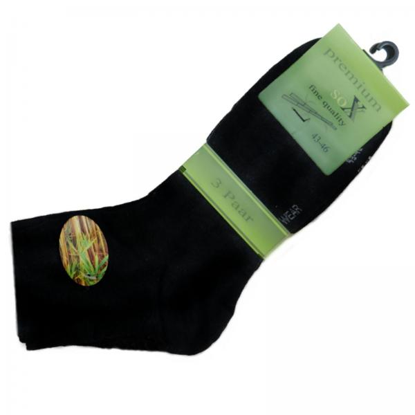 Bambussocken Herren Kurzschaft-Socken in Anthrazit | 3er 6er Pack handgekettelter Spitze