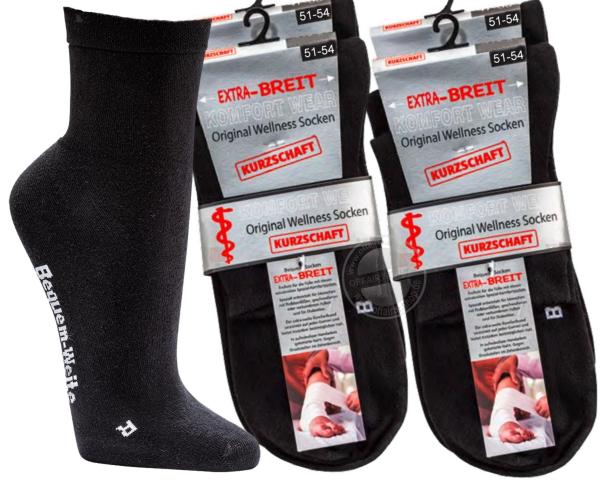 4 Paar Quarter Kurzschaft-Socken Herren Größe 51-54 Schwarz