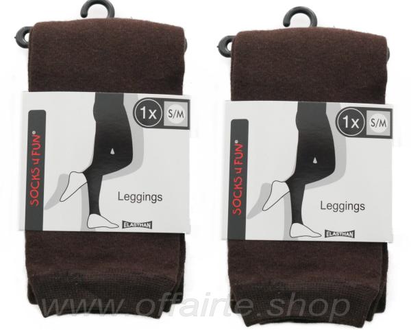 Damen Leggings 2er Pack Baumwoll-Mix Braun Größe S/M=38-42