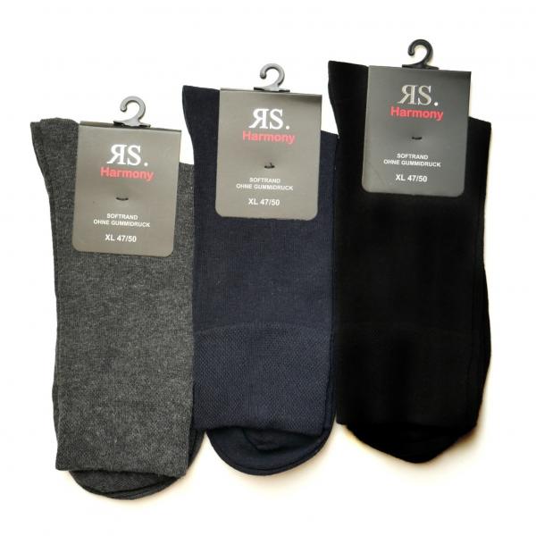 Business-Socken für Herren Gr. 47-50  ohne Gummi mit Softrand | 3 Paar Schwarz, Marine, Anthrazit