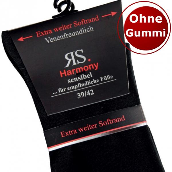 Extra weite Socken ohne Gummi-Bund in Schwarz für Herren | 4er Pack Gesundheits-Socken