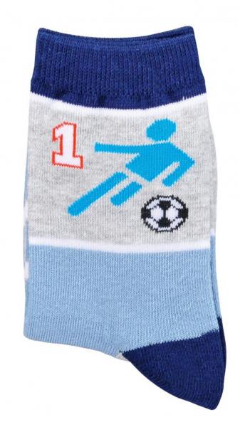 Kinder Socken Jungen Fußball-Motiv 23-26 27-30 31-34 35-38 | 3 Paar Jungen-Socken