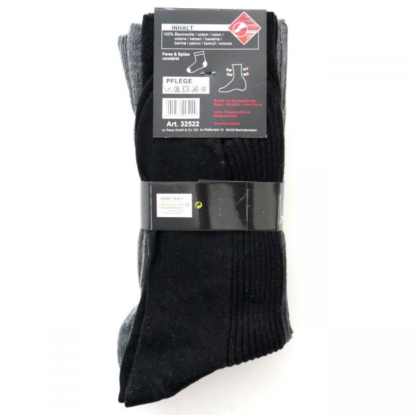 Herren Business-Socken 100% Baumwolle mit weitem Softrand | 3 Paar in Anthrazit Grau Schwarz
