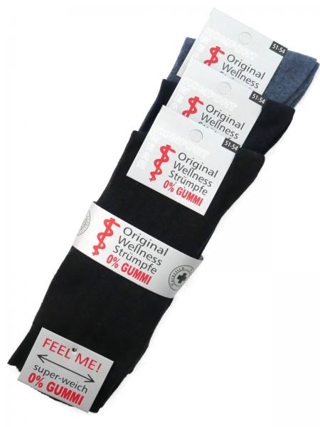 Wellness-Socken Größe 51-54 breiter Komfortbund ohne Gummi | 3 Paar Herrensocken