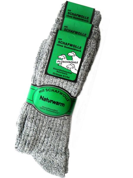 Herrensocken Gr. 51 52 54 Plüschsohle-Socken mit Schafwolle | 3 Paar Socken ohne Gummidruck