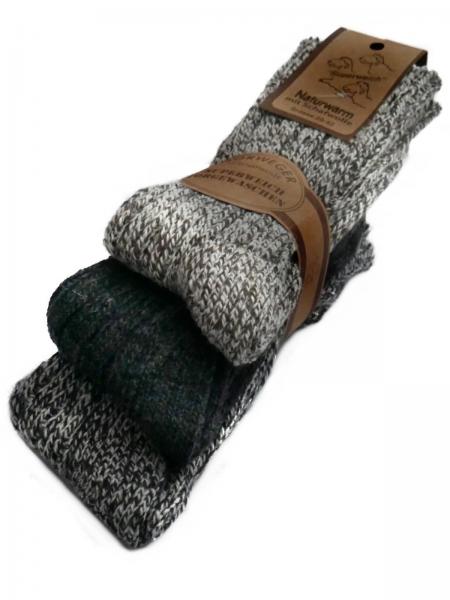 3 Paar dicke warme Norweger-Socken mit Schafwolle für Herren | Dicke weiche Wintersocken