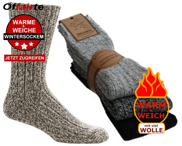 3 Paar dicke warme Norweger-Socken mit Schafwolle für Herren | Dicke weiche Wintersocken