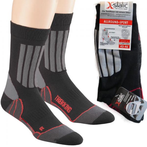 Herren Sport- und Trekking-Socken mit X-Static® Silberfaser| 1 Paar Sportsocken antimikrobiell