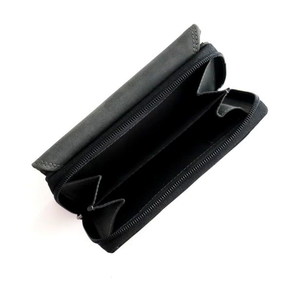 Damen Geldbörse Echt Leder Büffel Schwarz viele Kartenfächer RFID-Schutz & Münzfach mit Reißverschluss