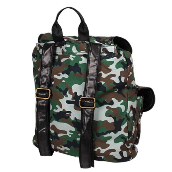 Rucksack Camouflage Damen mit Außentaschen & Zugband & Innentasche mit Reißverschluss