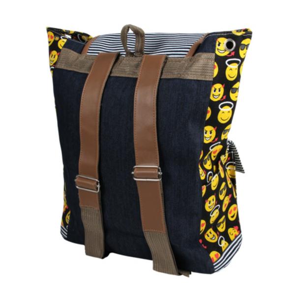 Damen Rucksack mit Emoticons-Motiv Außentaschen & Innentasche mit Reisverschluss