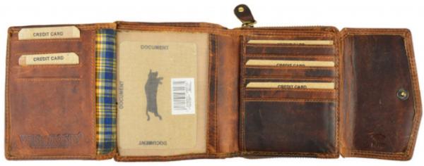 Damen Portemonnaie Echt Leder Braun RFID viele Kartenfächer | Geldbörse mit Reißverschluss
