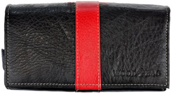 Portemonnaie Echt Leder Schwarz-Rot für Damen mit 20 Kartenfächer
